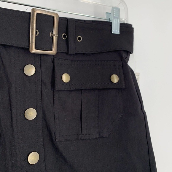 Charlotte Russe Button‎ Front Belted Micro Black Mini Skirt Super Short Y2K NWT - Picture 2 of 7